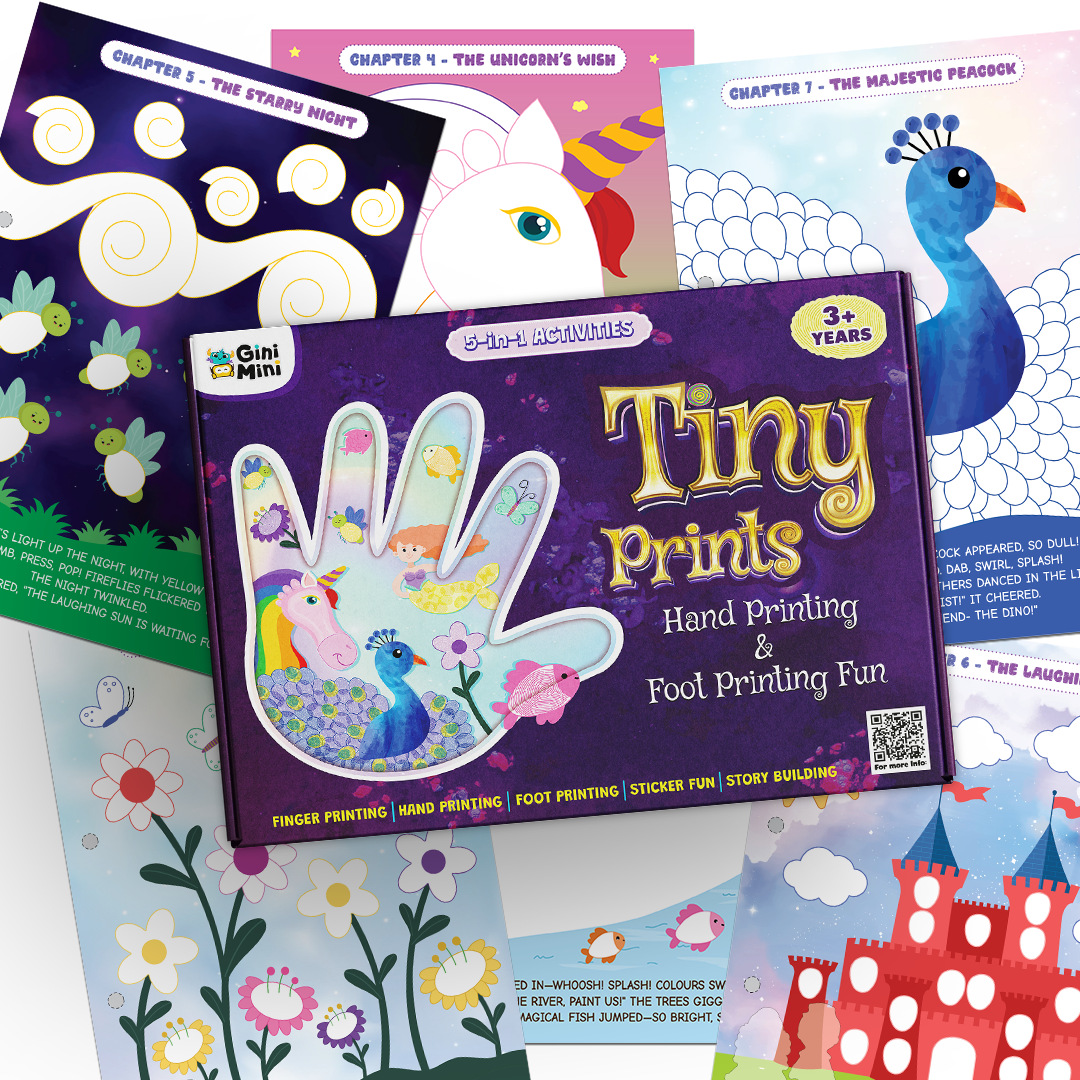 GiniMini Tiny Prints & The Magical Journey – DIY Art & Craft Kit for Kids | Sensory Painting + Story Adventure for Ages 3, 4, 5,