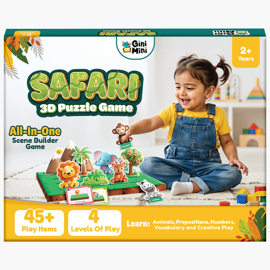 GiniMini Safari 3D Puzzle Game for Toddlers Montessori Educational Toy for Toddlers (Ages 2+)|