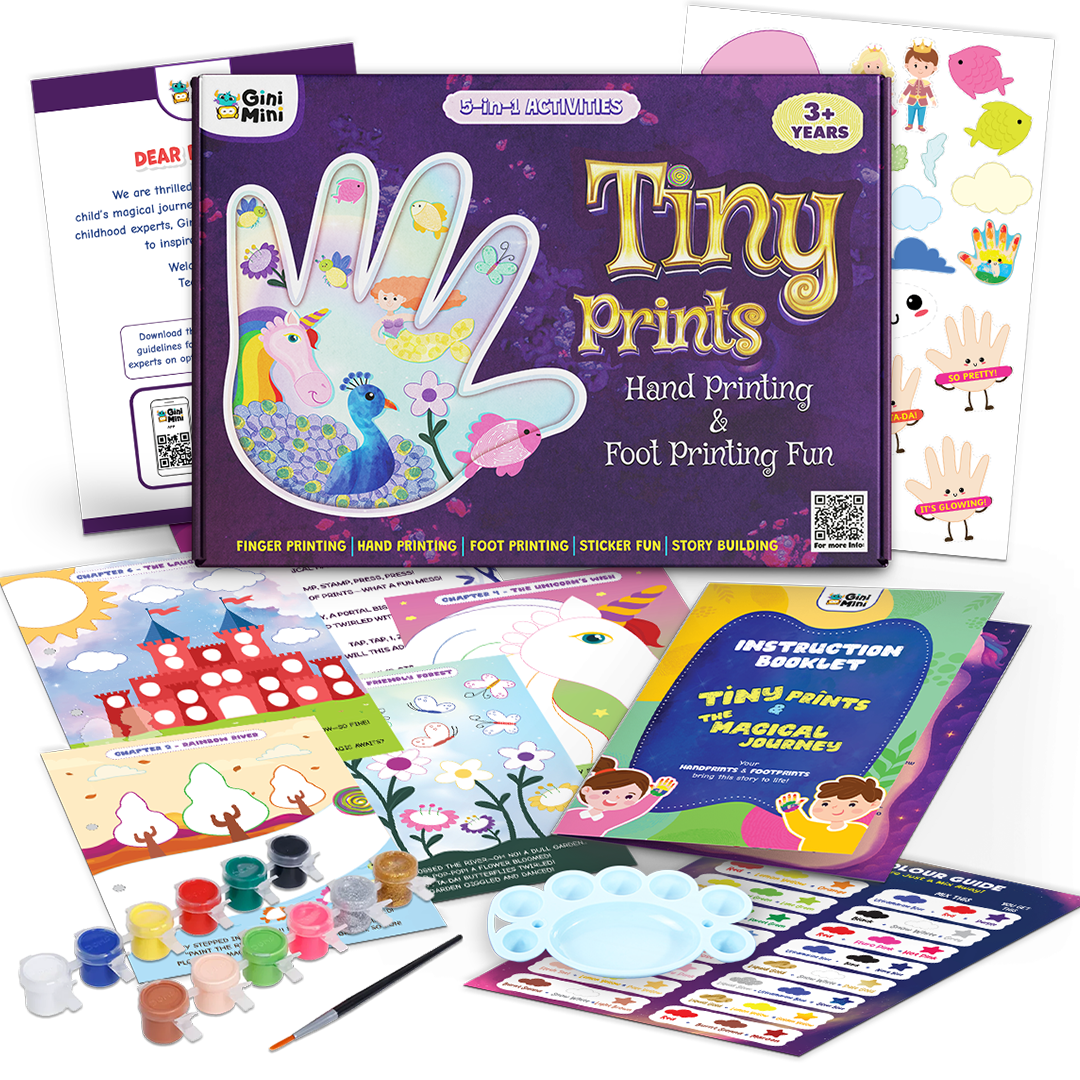 GiniMini Tiny Prints & The Magical Journey – DIY Art & Craft Kit for Kids | Sensory Painting + Story Adventure for Ages 3, 4, 5,