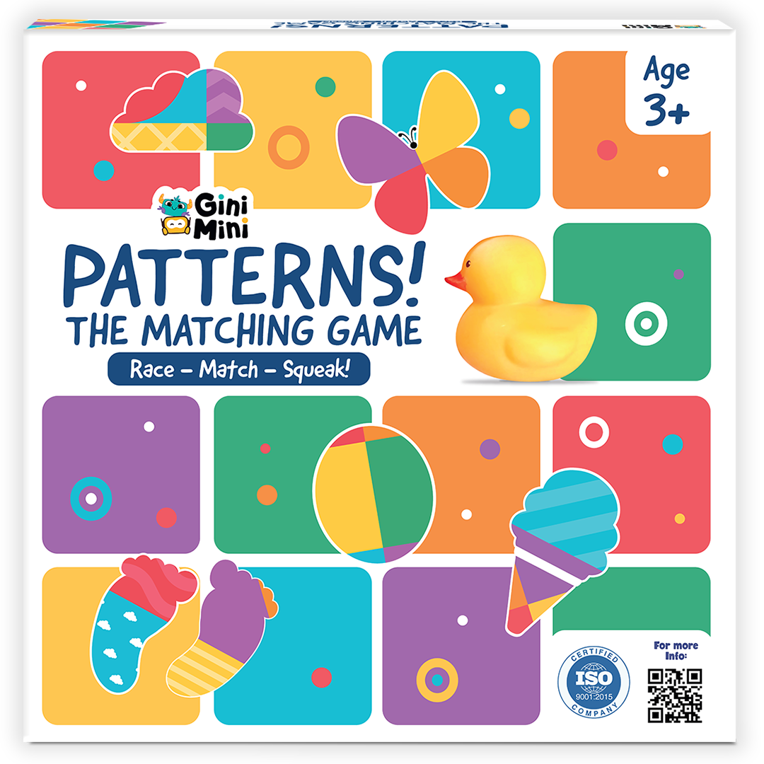 GiniMini Pattern! The Matching Activity Set for Kids 3 4 5 | Fast-Paced Shape Spotting Game with Buzzer | Fun Preschool Educational Toy for Focus, Attention & Visual Recognition