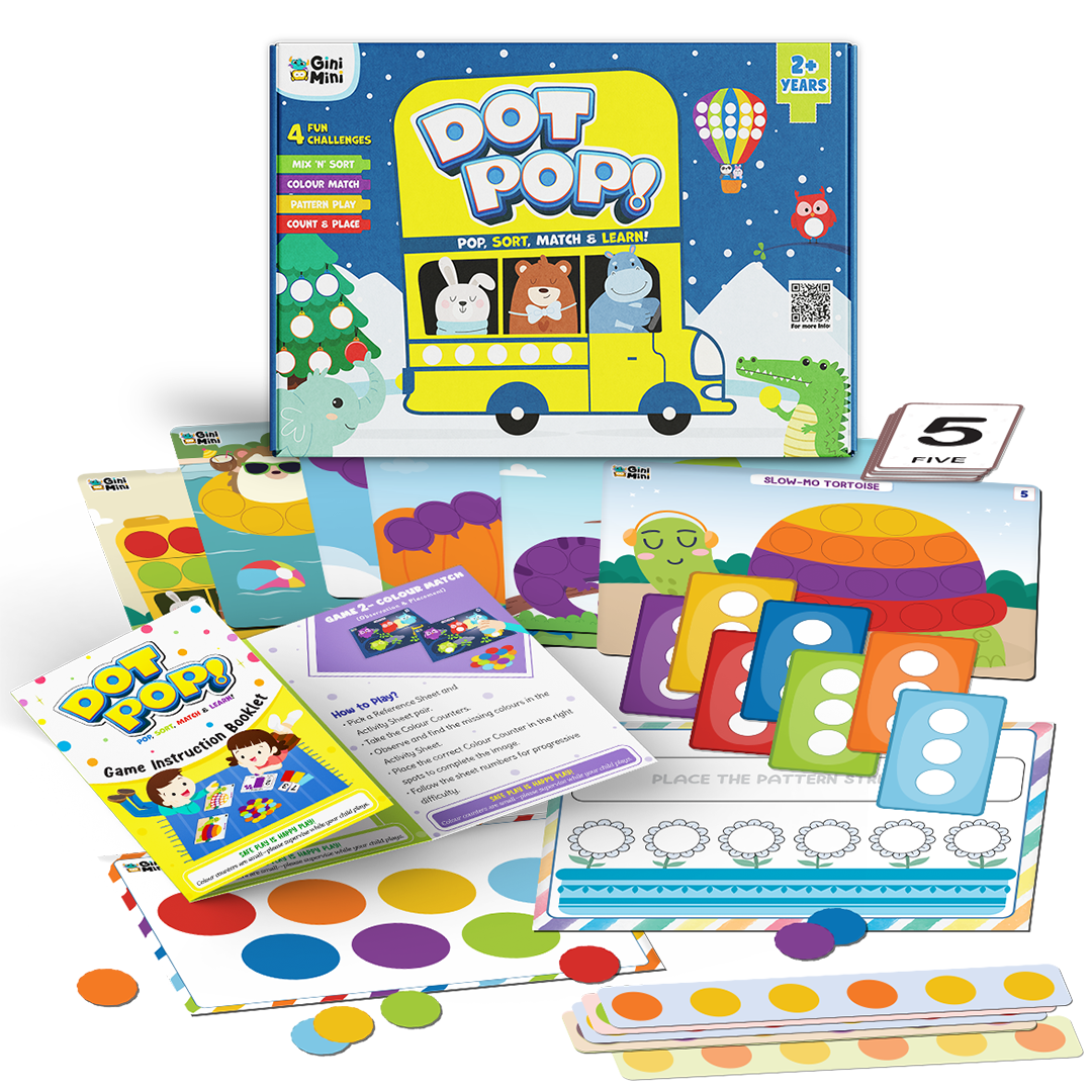 GiniMini DOT POP | Colour & Counting Activity Kit for Kids Aged 2–5 | Reusable & Screen-Free Play