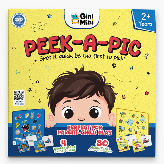GiniMini Peek-A-Pic 80 Cards Matching Game for Kids 2+ | Educational Toy for Memory, Focus & Vocabulary Building