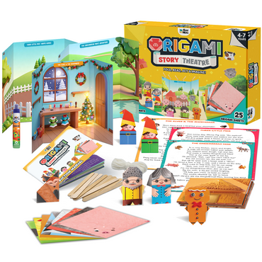GiniMini Origami Story Theatre – DIY Origami Puppet Storytelling Kit for Kids | Screen-Free Creative Learning Toy | Age 4+ Years