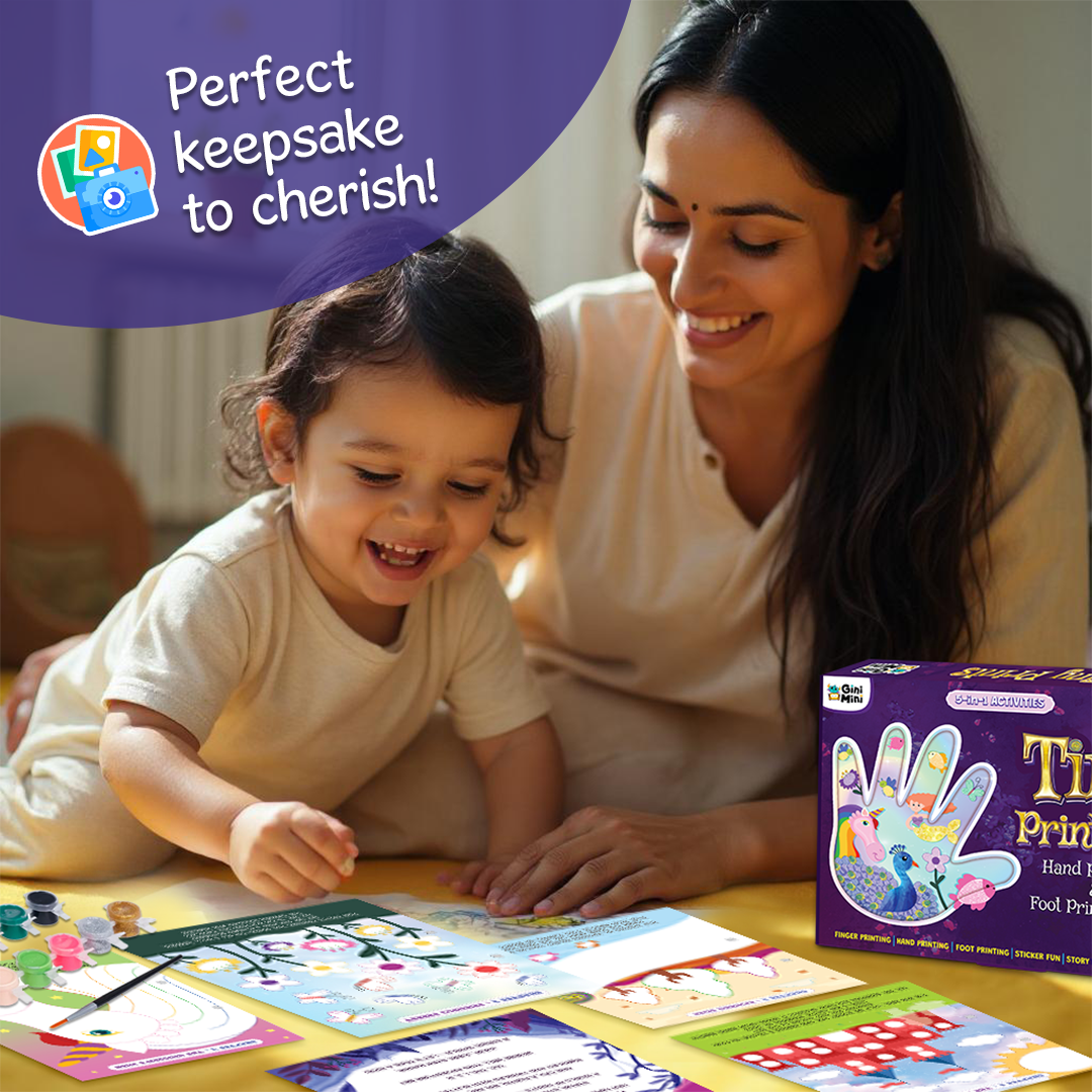 GiniMini Tiny Prints & The Magical Journey – DIY Art & Craft Kit for Kids | Sensory Painting + Story Adventure for Ages 3, 4, 5,