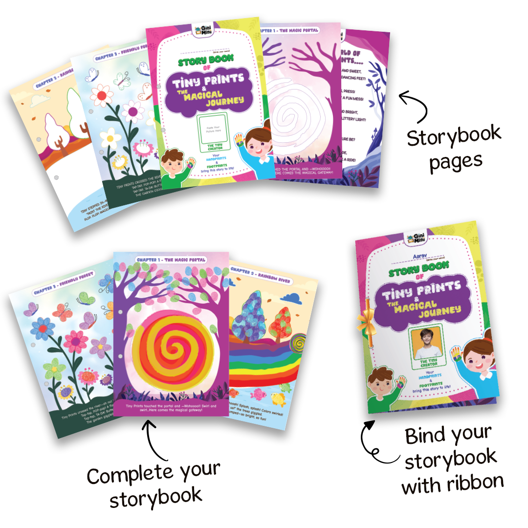 GiniMini Tiny Prints & The Magical Journey – DIY Art & Craft Kit for Kids | Sensory Painting + Story Adventure for Ages 3, 4, 5,