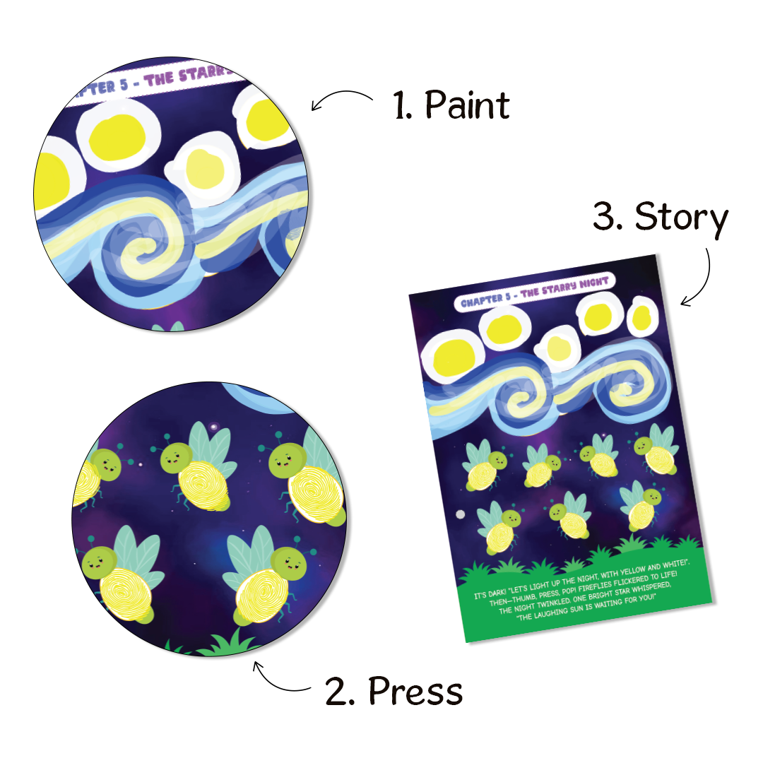 GiniMini Tiny Prints & The Magical Journey – DIY Art & Craft Kit for Kids | Sensory Painting + Story Adventure for Ages 3, 4, 5,
