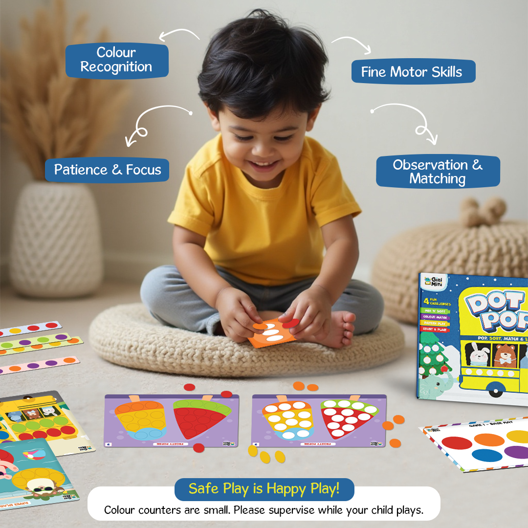 GiniMini DOT POP | Colour & Counting Activity Kit for Kids Aged 2–5 | Reusable & Screen-Free Play