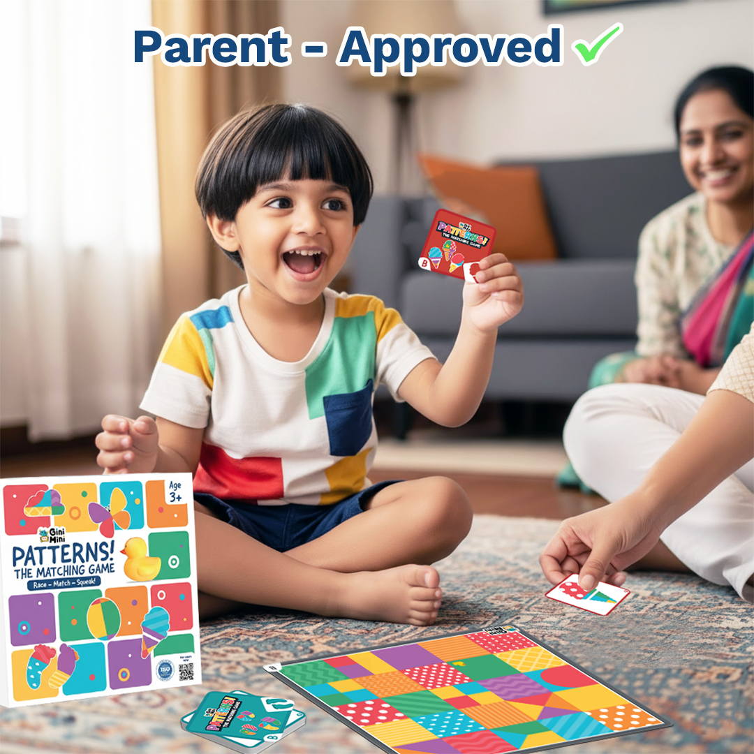 GiniMini Pattern! The Matching Activity Set for Kids 3 4 5 | Fast-Paced Shape Spotting Game with Buzzer | Fun Preschool Educational Toy for Focus, Attention & Visual Recognition