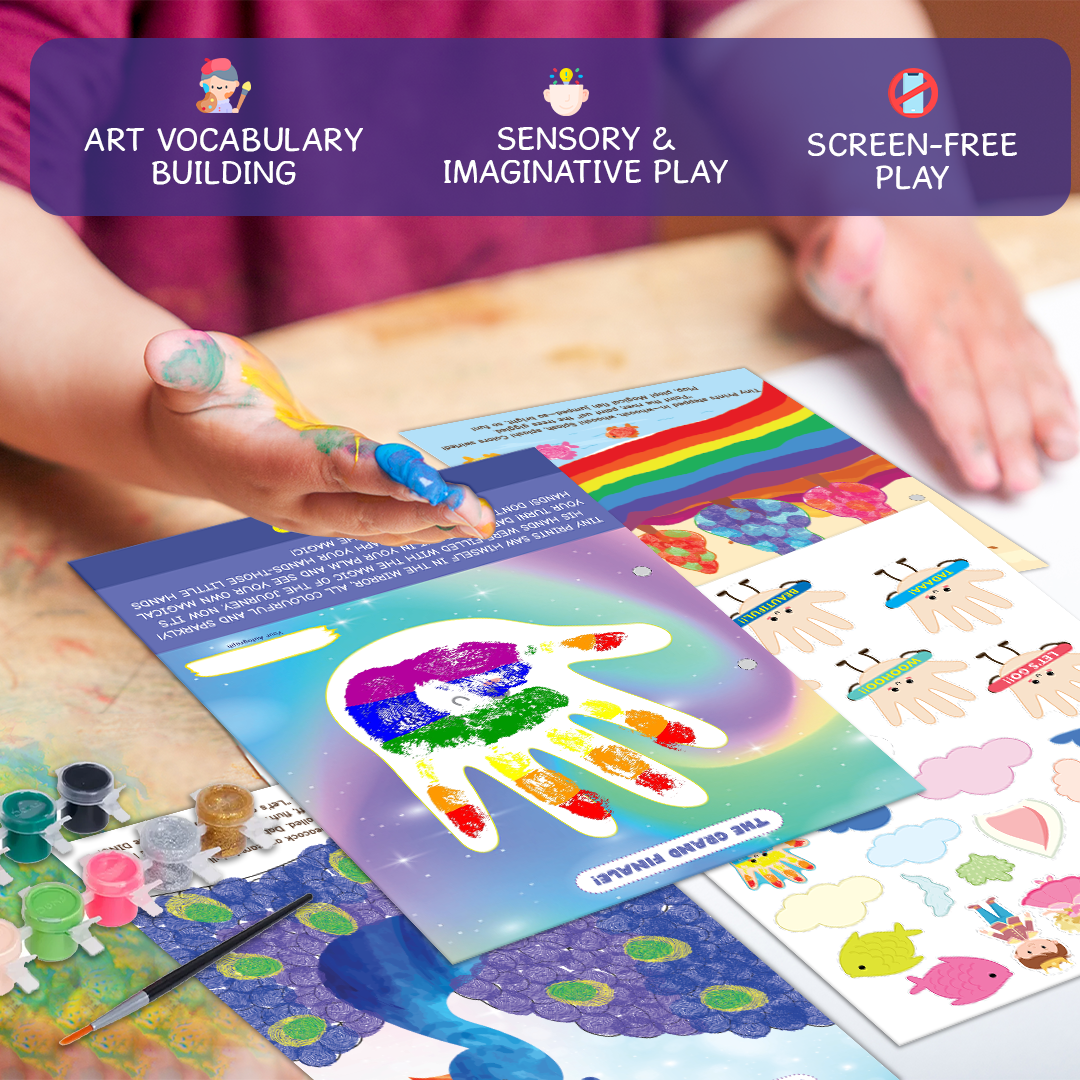 GiniMini Tiny Prints & The Magical Journey – DIY Art & Craft Kit for Kids | Sensory Painting + Story Adventure for Ages 3, 4, 5,