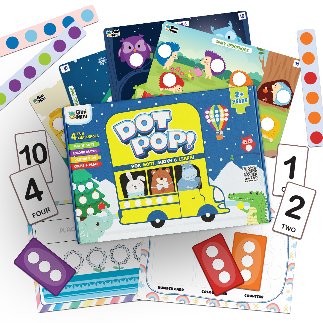 GiniMini DOT POP | Colour & Counting Activity Kit for Kids Aged 2–5 | Reusable & Screen-Free Play