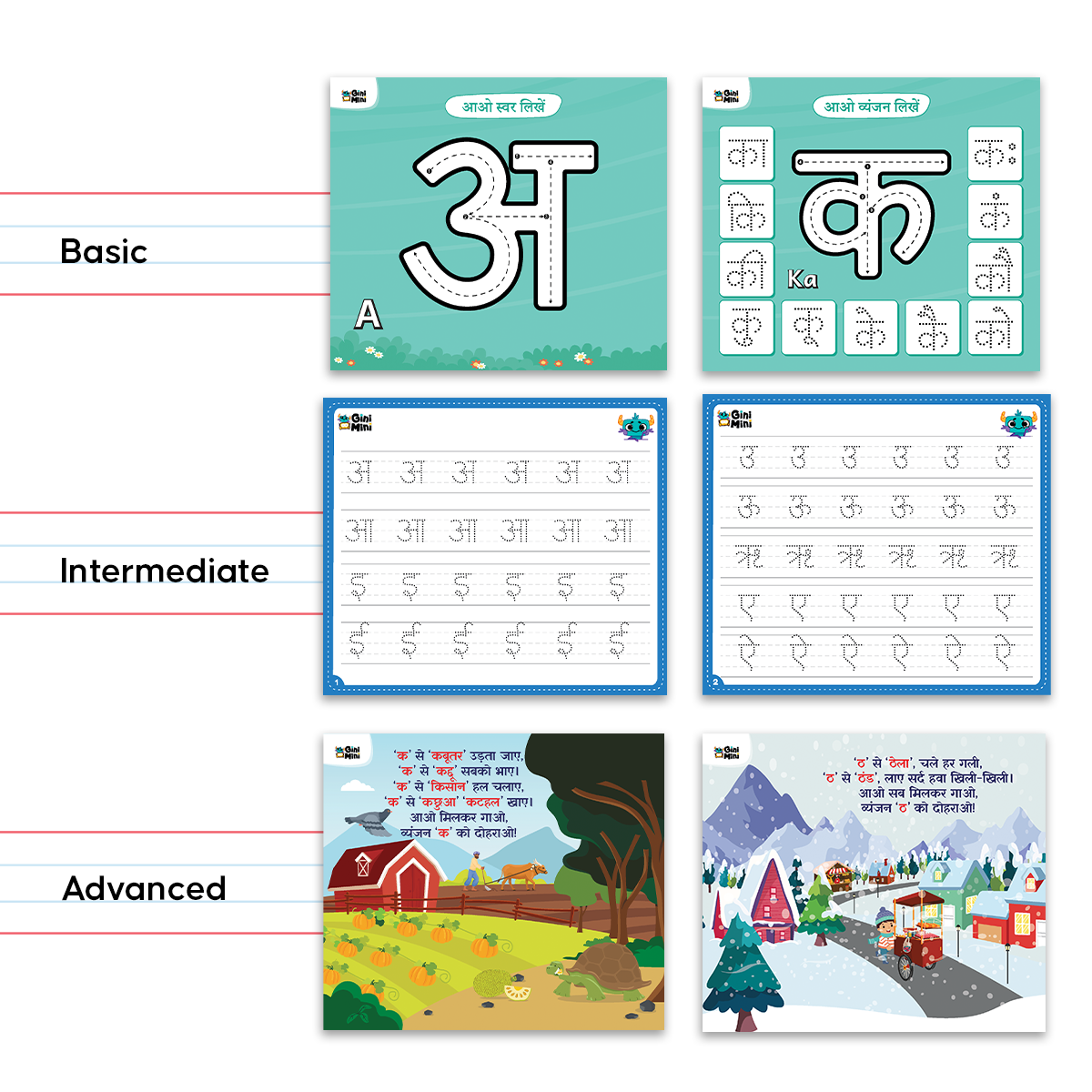 GiniMini Trace, Erase & Learn – Hindi Edition | 56 Rewritable for Ages 3+ | Learn Swars & Vyanjans | Pre-Writing Hindi Activity Kit with Marker, Play-Doh & Rhymes