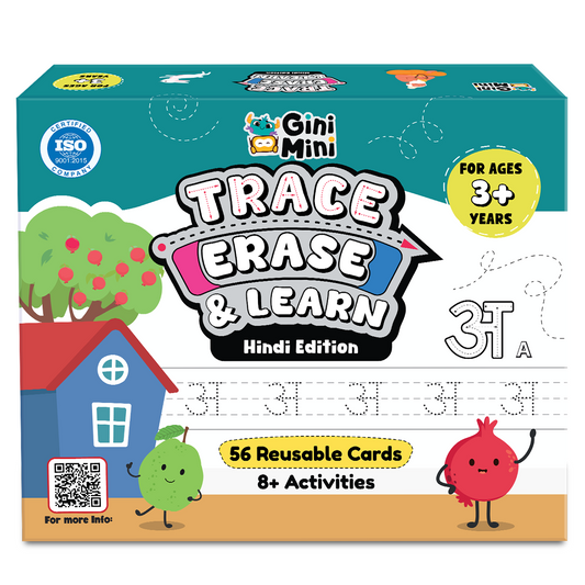 Trace, Erase & Learn – Hindi Edition | 56 Rewritable for Ages 3+ | Learn Swars & Vyanjans | Pre-Writing Hindi Activity Kit with Marker, Play-Doh & Rhymes