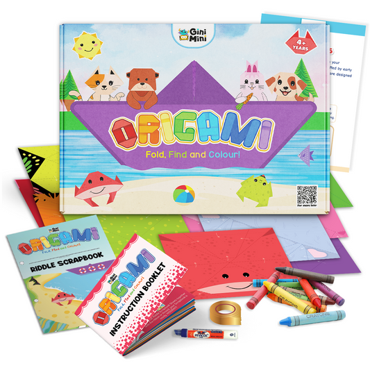 GiniMini Origami Craft Kit for Kids – DIY Paper Folding & Coloring Fun (Ages 4+)