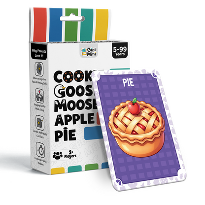 GiniMini Cookie Goose Moose Apple Pie – Fast-Paced Card Game for Kids & Families | Memory, Reflex & Word Game | Screen-Free Family Party Game | 2-6 Players | Age 5+ | 64 Cards