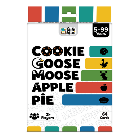 GiniMini Cookie Goose Moose Apple Pie – Fast-Paced Card Game for Kids & Families | Memory, Reflex & Word Game | Screen-Free Family Party Game | 2-6 Players | Age 5+ | 64 Cards