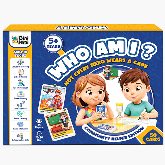GiniMini Who Am I? Community Helper Edition – Card Game for Kids Ages 5+ | Detective Guessing Game | Reasoning & Critical Thinking Travel Friendly | Screen-Free Indoor Family Card Game
