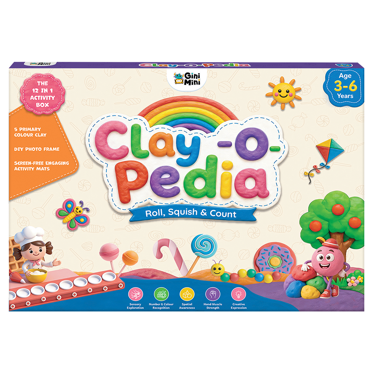 Clay-O-Pedia – 12-in-1 Clay Activity Kit for Kids | Sensory Learning, Early Math & Creative Play Set | Screen-Free Educational Activity Box | Age 3–6 Years