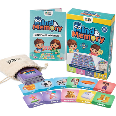 GiniMini Mind & Memory Card Game – Concept-Based Matching Game for Kids | 64 Cards (32 Pairs) | Improves Memory, Focus & Vocabulary | Age 3–6 Years