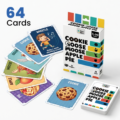 GiniMini Cookie Goose Moose Apple Pie – Fast-Paced Card Game for Kids & Families | Memory, Reflex & Word Game | Screen-Free Family Party Game | 2-6 Players | Age 5+ | 64 Cards