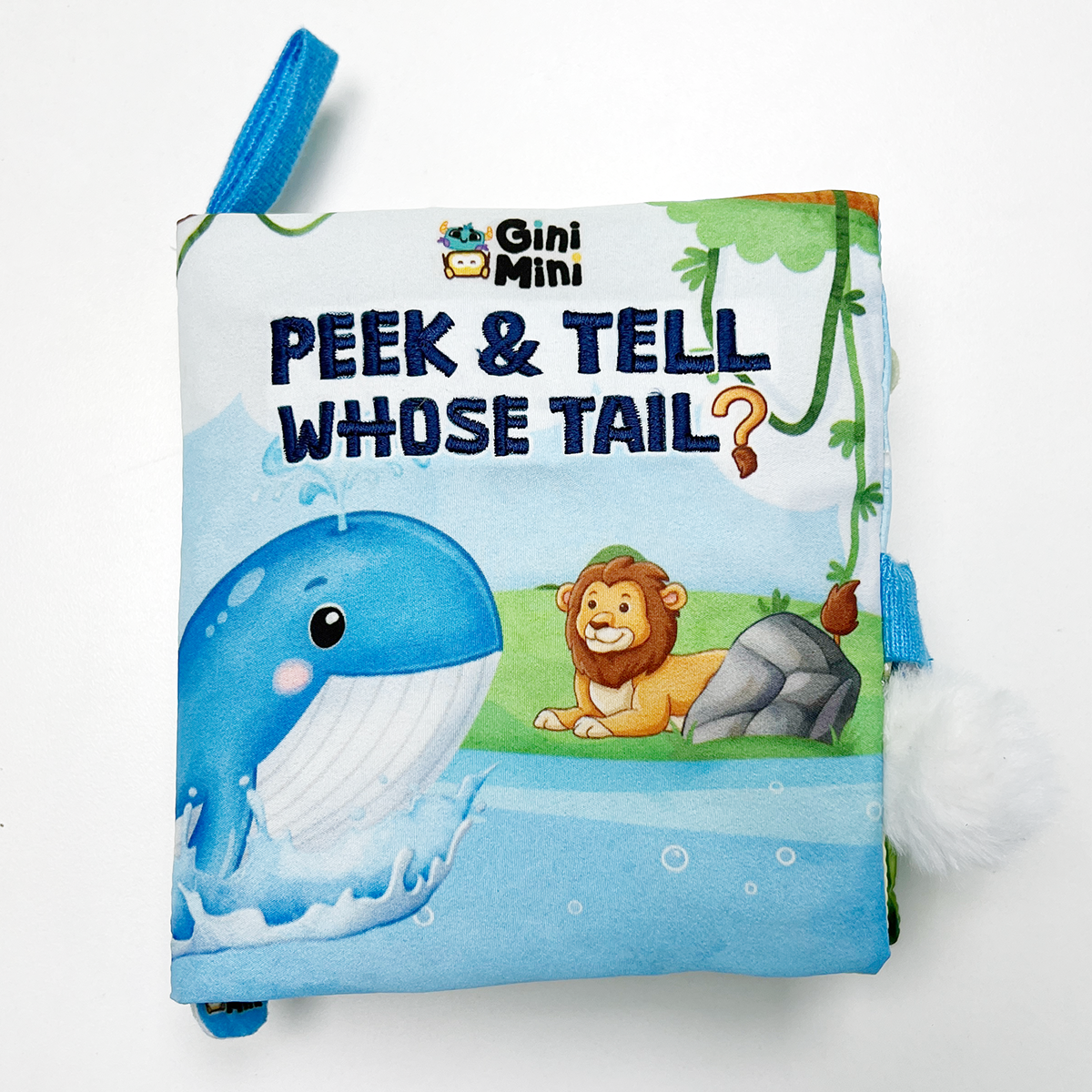 GiniMini Peek & Tell – Whose Tail? | Sensory Cloth Book for Babies | Interactive Lift-the-Flap Book with Textured Tails | Screen-Free Learning Toy | Age 6+ Months