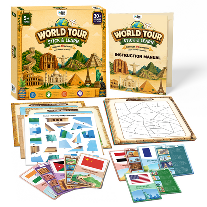 GiniMini World Tour: Stick & Learn – Sticker-by-Number Activity for Kids | Geography, World Heritage & Fine Motor Skills | Screen-Free Educational Learning Game | Age 5+ Years
