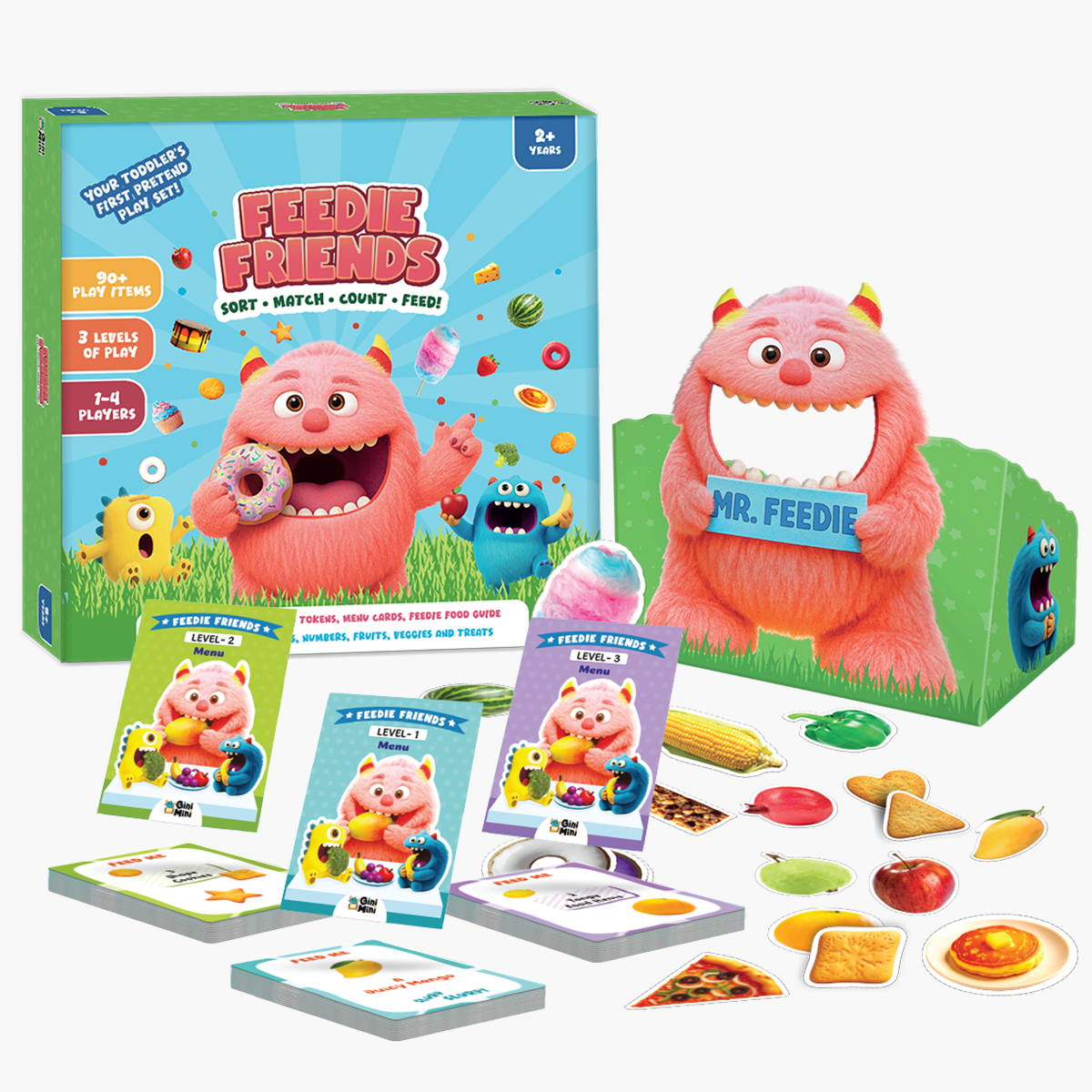 GiniMini Feedie Friends Educational Toy for Toddlers | Cooperative Feeding Game for Toddlers | Early Math, Colors & Shapes | Screen-Free Learning for Ages 2-4