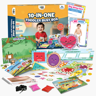 GiniMini 10-in-One Toddler Busy Box | Montessori Play & Learn Kit with 300+ Activities | Screen-Free Learning Box for Toddlers 18+ Months