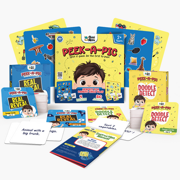 GiniMini Peek-A-Pic 80 Cards Matching Game for Kids 2+ | Educational Toy for Memory, Focus & Vocabulary Building