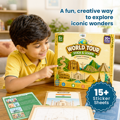 GiniMini World Tour: Stick & Learn – Sticker-by-Number Activity for Kids | Geography, World Heritage & Fine Motor Skills | Screen-Free Educational Learning Game | Age 5+ Years