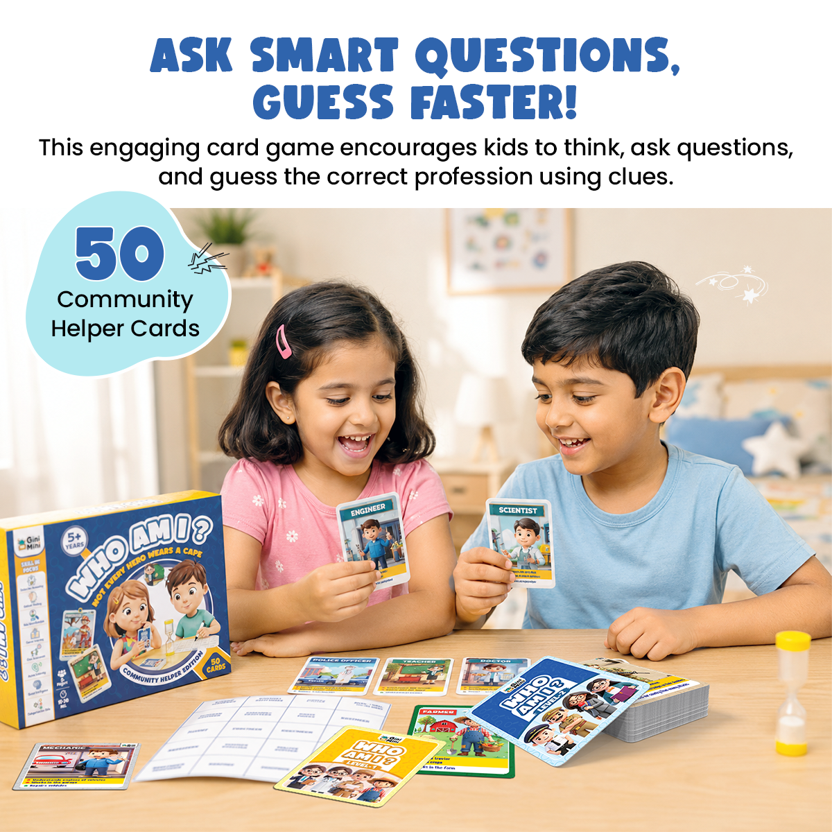 GiniMini Who Am I? – Guessing Card Game for Kids | Educational Family Game | Community Helpers Learning Activity | Ages 5–12