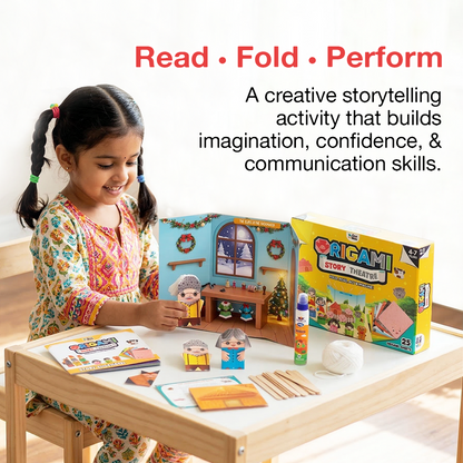GiniMini Origami Story Theatre – DIY Origami Puppet Storytelling Kit for Kids | Screen-Free Creative Learning Toy | Age 4+ Years