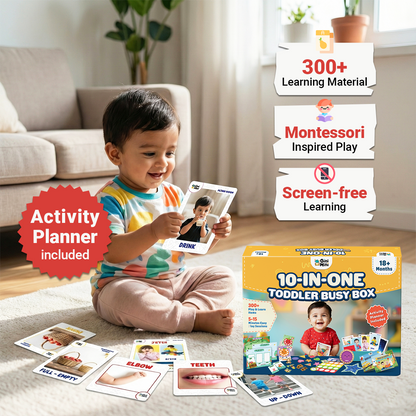GiniMini 10-in-One Toddler Busy Box | Montessori Play & Learn Kit with 300+ Activities | Screen-Free Learning Box for Toddlers 18+ Months