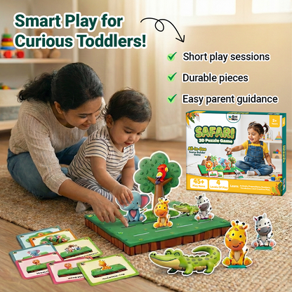 GiniMini Safari 3D Puzzle Game for Toddlers Montessori Educational Toy for Toddlers (Ages 2+)|