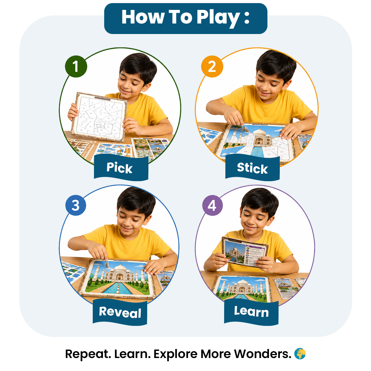 GiniMini World Tour: Stick & Learn – Sticker-by-Number Activity for Kids | Geography, World Heritage & Fine Motor Skills | Screen-Free Educational Learning Game | Age 5+ Years