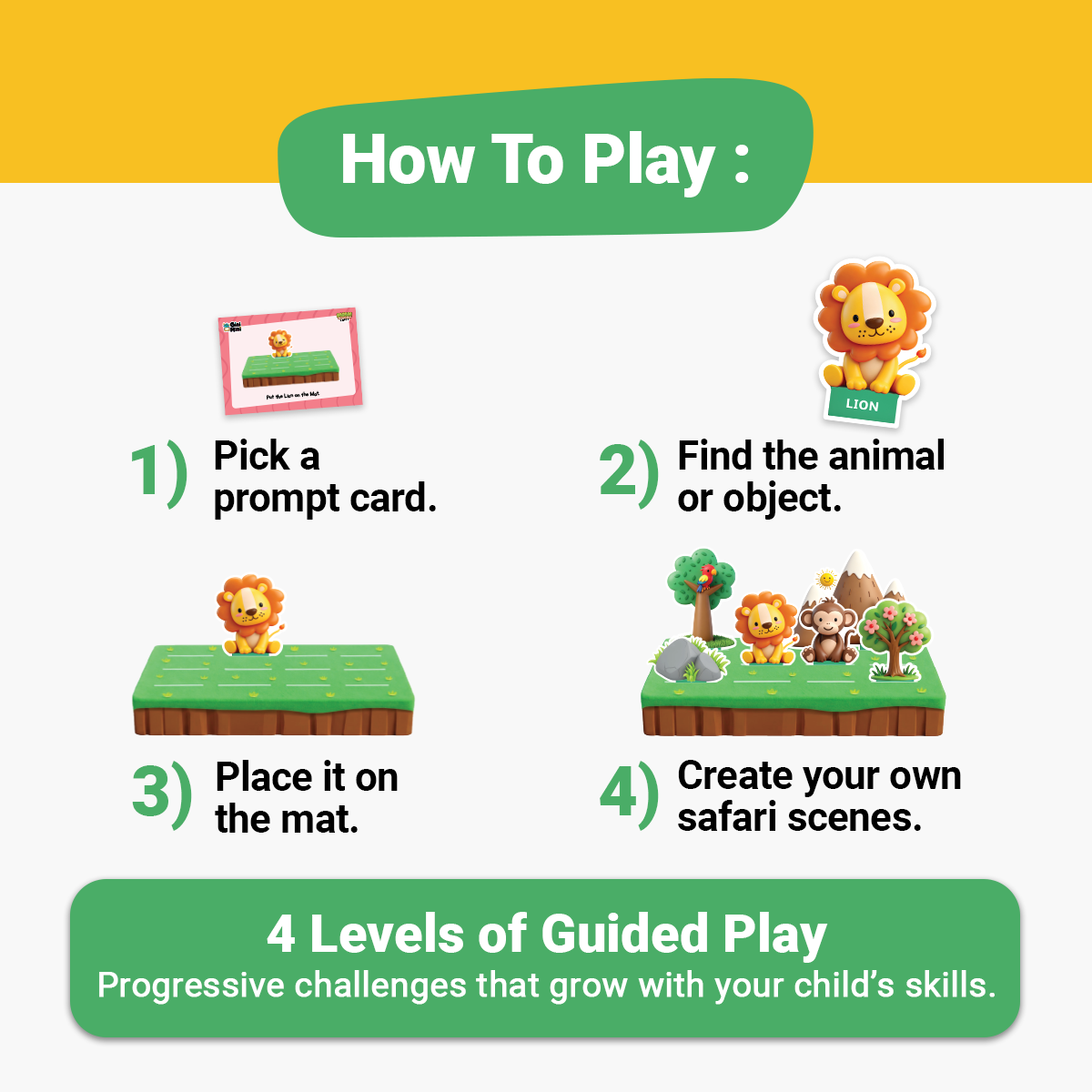 GiniMini Safari 3D Puzzle Game for Toddlers Montessori Educational Toy for Toddlers (Ages 2+)|