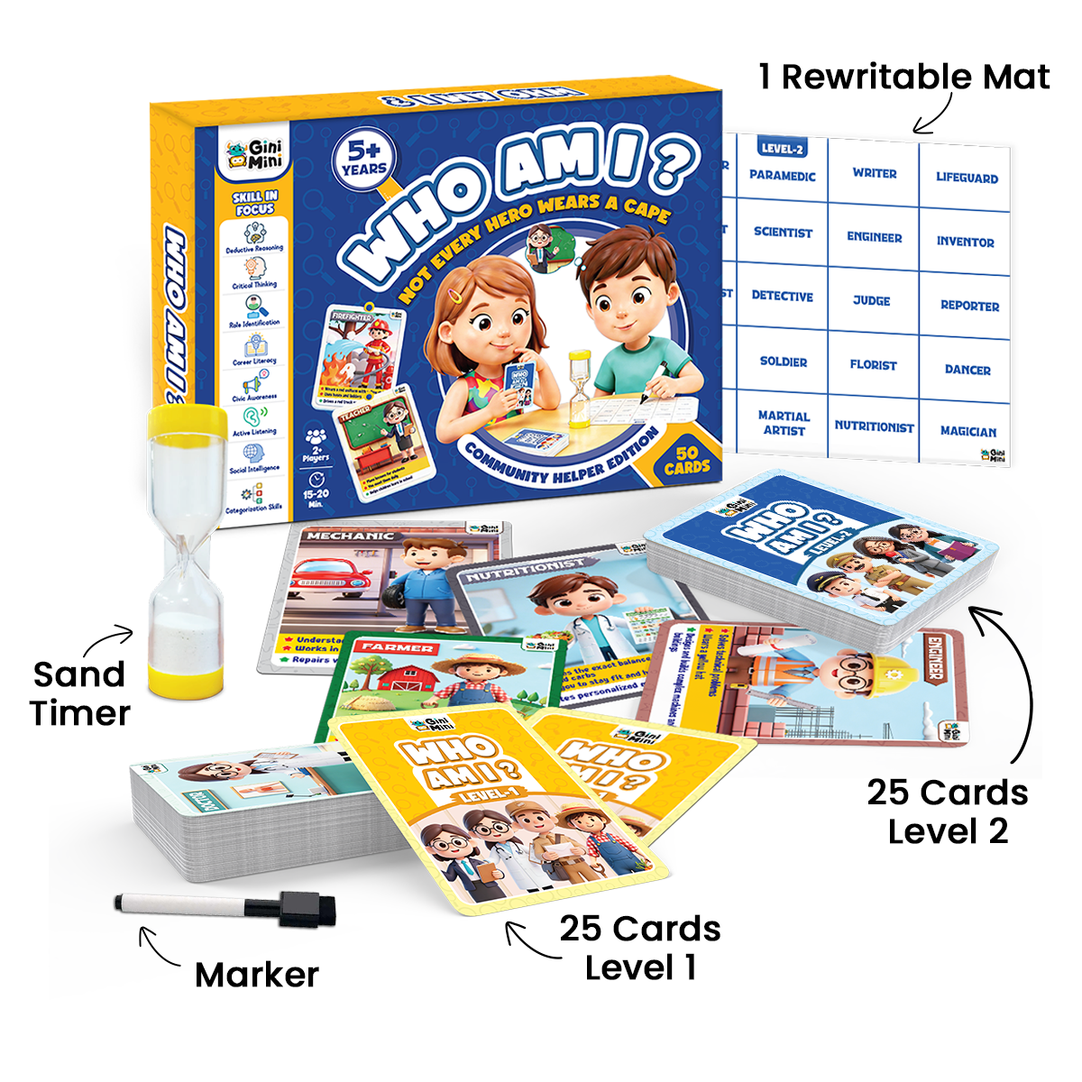 GiniMini Who Am I? – Guessing Card Game for Kids | Educational Family Game | Community Helpers Learning Activity | Ages 5–12