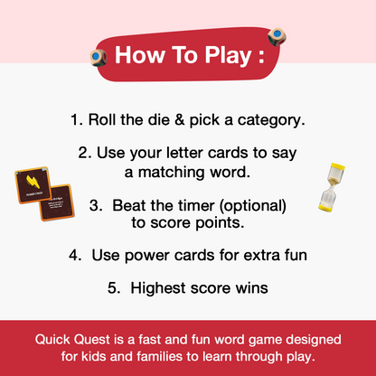 GiniMini Quick Quest Word Game for Kids 5+ Years | Fast-Paced Vocabulary & Thinking Game