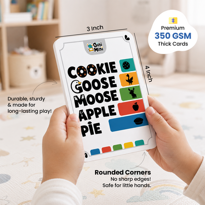 GiniMini Cookie Goose Moose Apple Pie – Fast-Paced Card Game for Kids & Families | Memory, Reflex & Word Game | Screen-Free Family Party Game | 2-6 Players | Age 5+ | 64 Cards