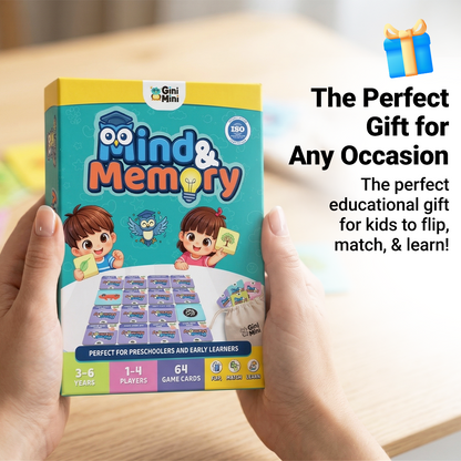 GiniMini Mind & Memory Card Game – Concept-Based Matching Game for Kids | 64 Cards (32 Pairs) | Improves Memory, Focus & Vocabulary | Age 3–6 Years