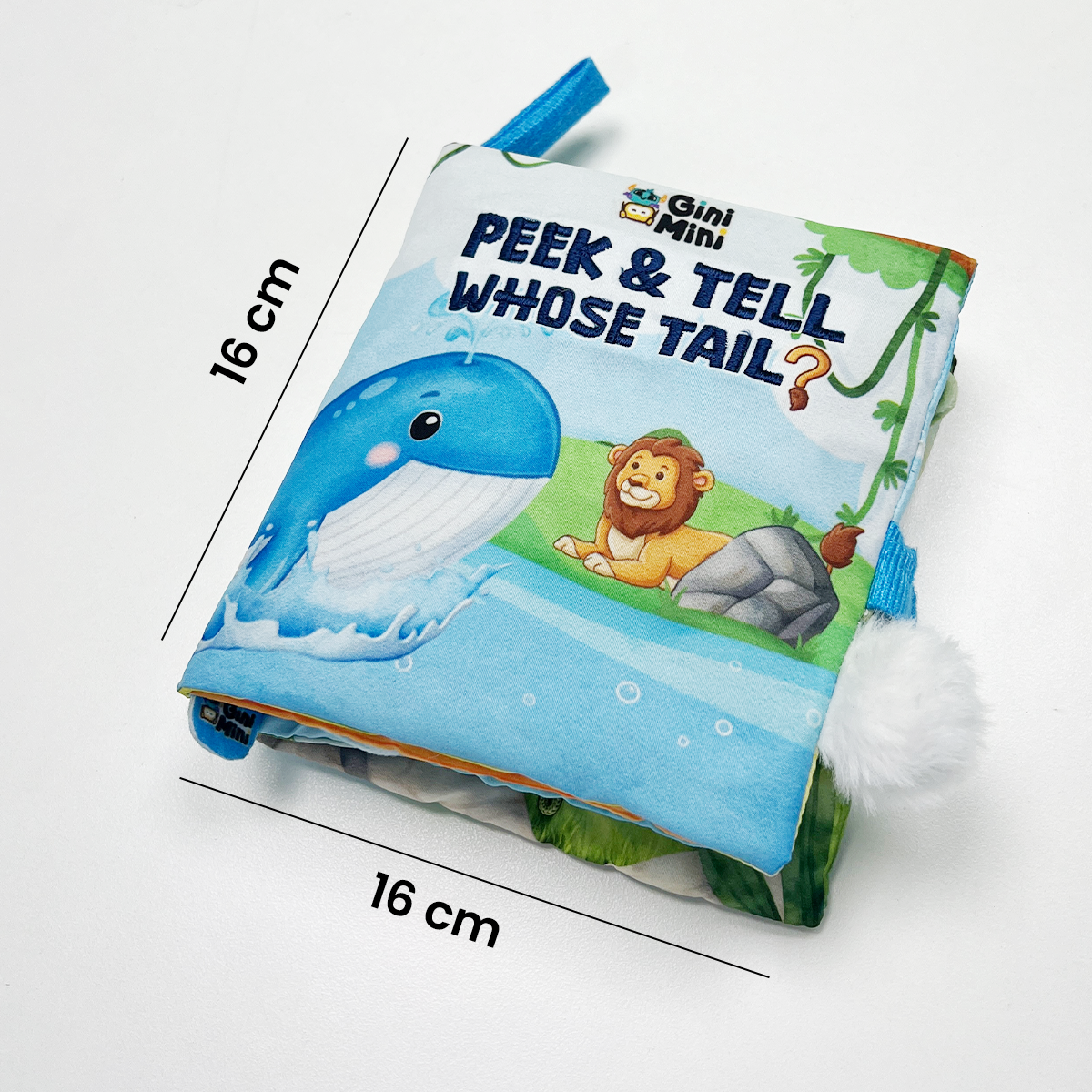 GiniMini Peek & Tell – Whose Tail? | Sensory Cloth Book for Babies | Interactive Lift-the-Flap Book with Textured Tails | Screen-Free Learning Toy | Age 6+ Months