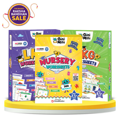 GiniMini Nursery, LKG & UKG Worksheets | Complete Learning Combo