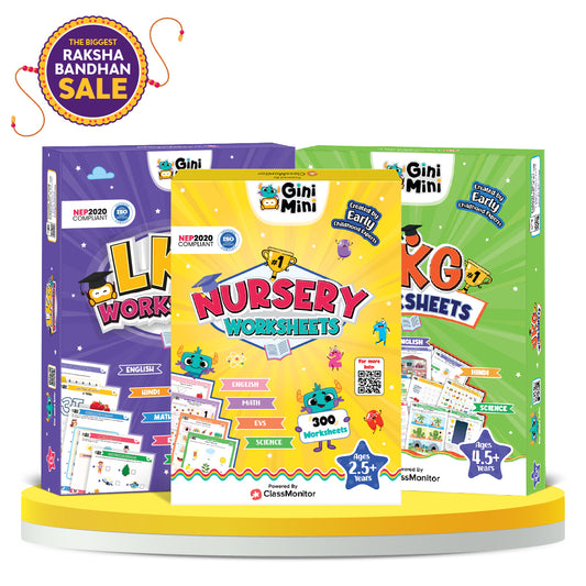 GiniMini Nursery, LKG & UKG Worksheets | Complete Learning Combo