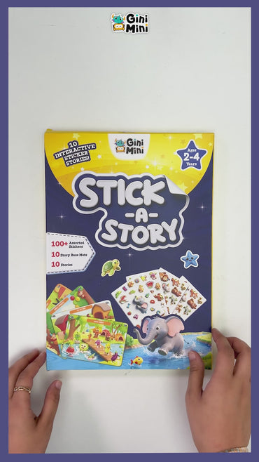 GiniMini Stick A Story- Sticker Storytelling Kit for Kids Age 2 3 4 | 100+ Easy-Peel Stickers, 10 Story Mats & Story Booklet | Creative Learning Activity kit
