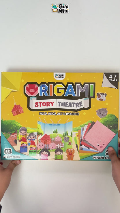 GiniMini Origami Story Theatre – DIY Origami Puppet Storytelling Kit for Kids | Screen-Free Creative Learning Toy | Age 4+ Years